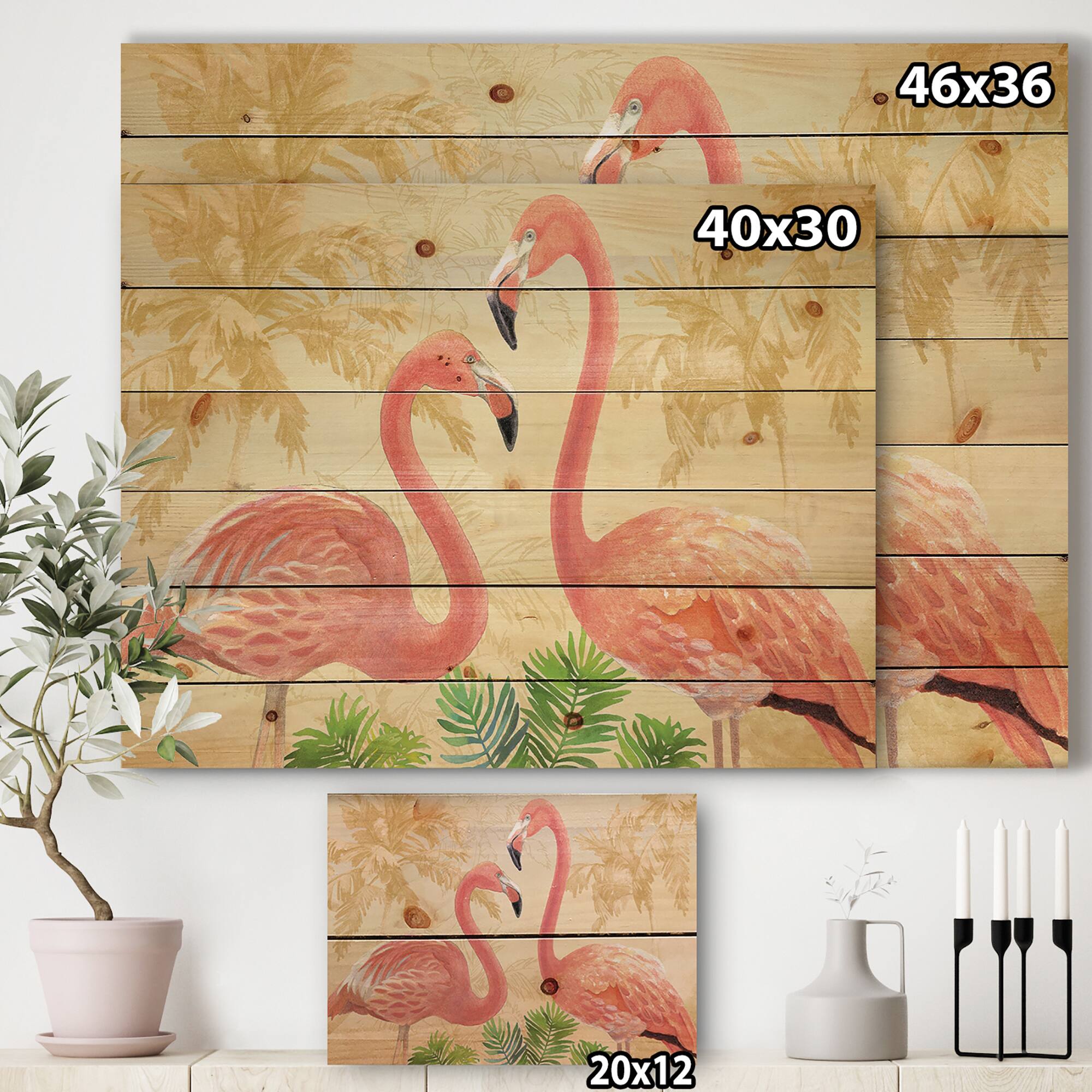Designart - Gold Glam Flamingos